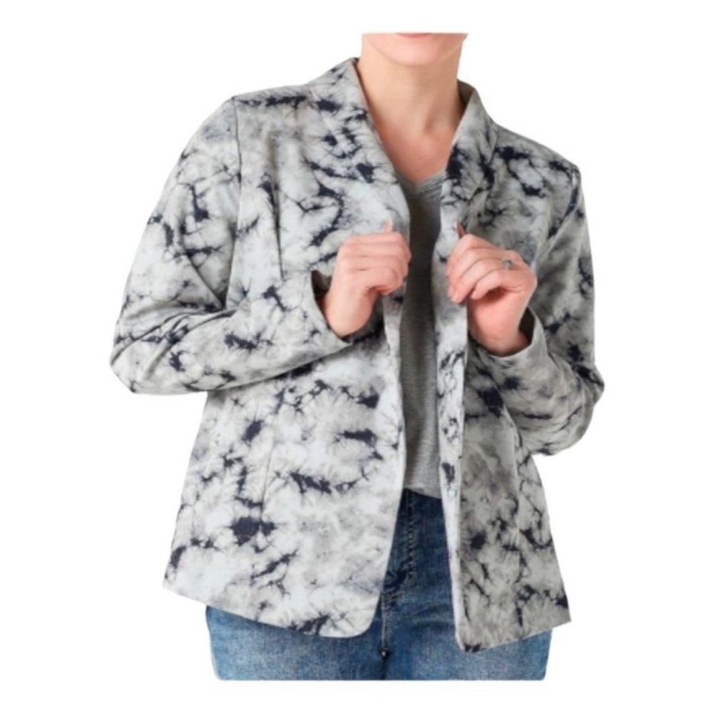 Logo By Lori Goldstein Tie Dye Blazer Gray Size Medium
